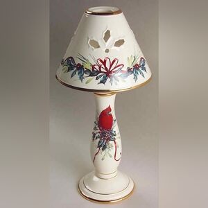Lenox Winter Greetings Candlestick Lamp & Shade Ceramic NIB